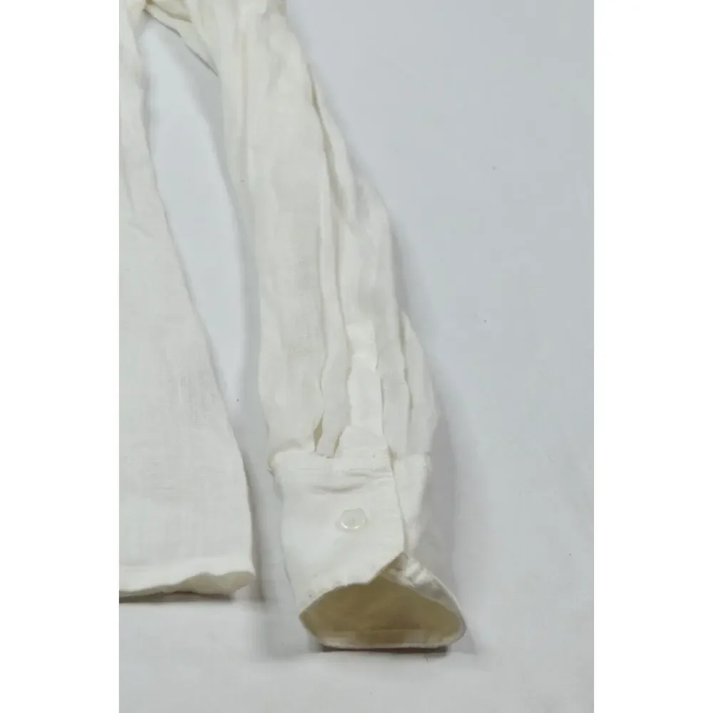 Tory Burch Linen Utility Shirt Womens 6 White Long Sleeve Button-Up Regular Fit